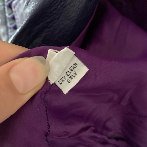 Vintage VTG Purple Leather and Wool Jacket Small - Picture 13 of 13